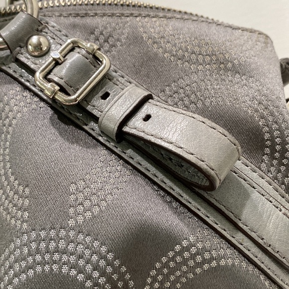 COACH (# 15935) “Madison” Grey Logo Fabric & Leather Satchel - Picture 3 of 12